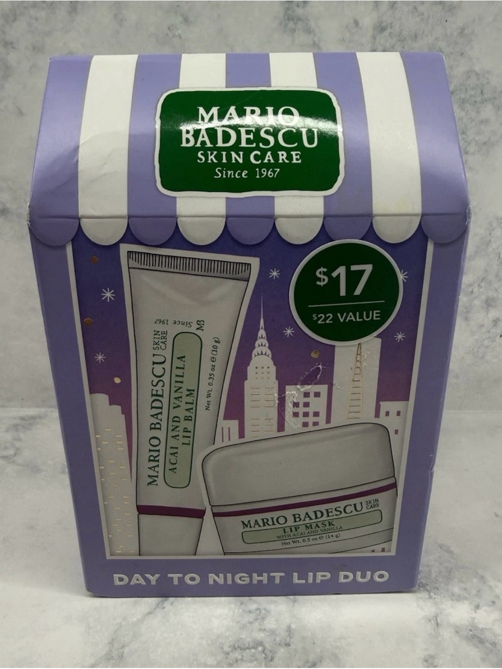 Mario Badescu Day to Night Lip Duo - Lavender & White Packaging